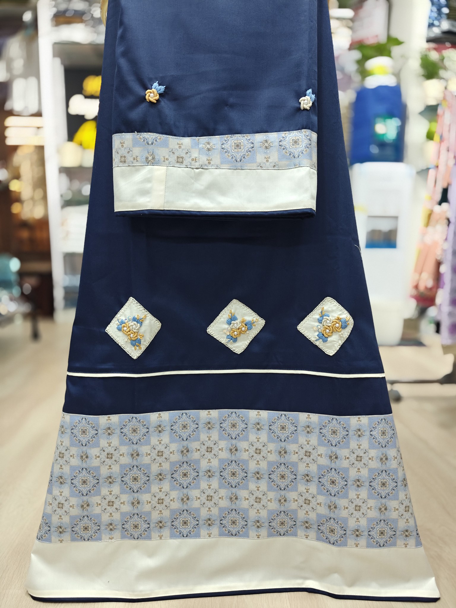   Navy Blue Cut Work Bullion Work Rida